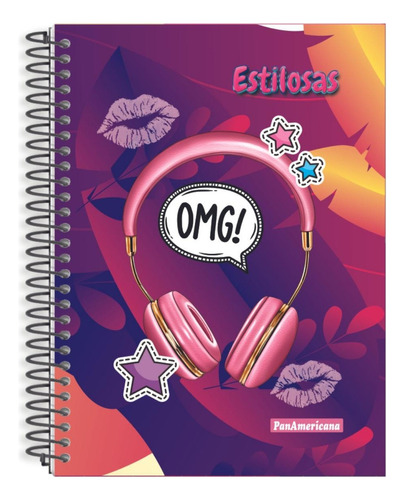 Caderno De 1 Matérias Estilosas 80 Folhas Capa Dura Cor Estilosas Fone OMG