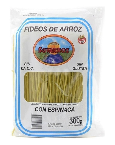 Fideos De Arroz Con Espinaca 300 Gr.
