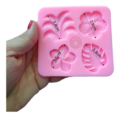 Molde Silicona Hoja Flores Tropicales Fondant Porcelana Color Rosa