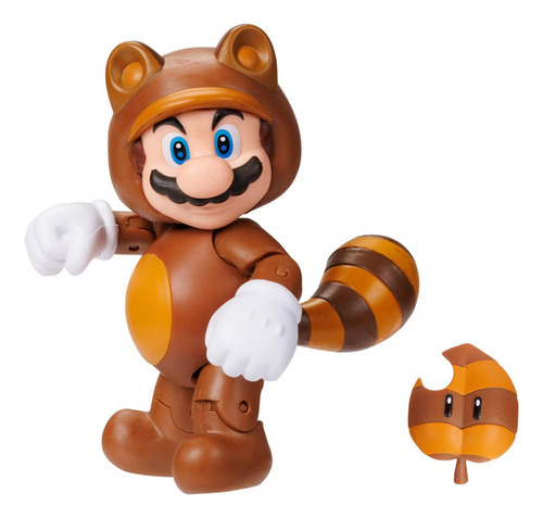 Muñeca Mario Tanooki de 10 cm con superhoja - Super Mario