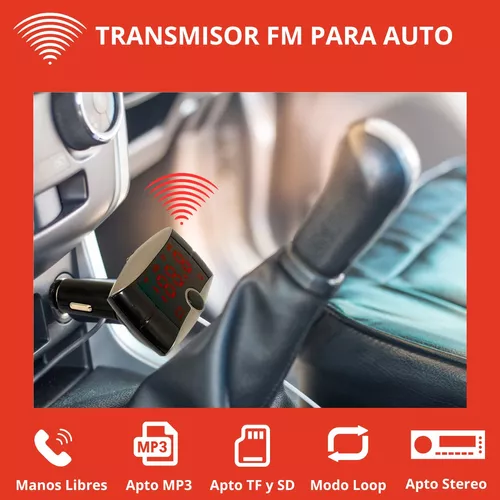 Cargador de coche carro con transmisor FM y Bluetooth para Telefonos Smart  Phone 