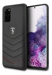 Funda Ferrari Piel Negra Grabado Para Samsung S20 Plus