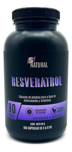 Resveratrol 180 Cápsulas Snatural Semilla De Uva
