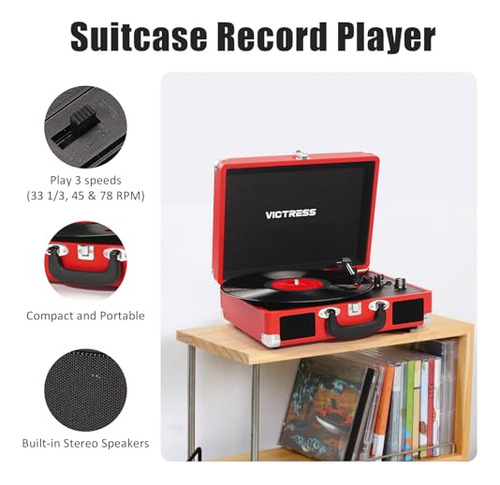 Pack Tocadiscos Vinilo Porttil Bluetooth Con Altavoces