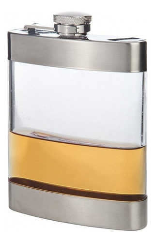 Franmara Clear Stainless Steel Pocket Flask, 6 Onzas