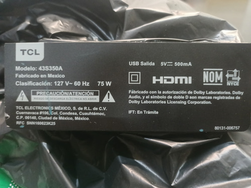 Partes Tv Tcl 43s350a (Usado)