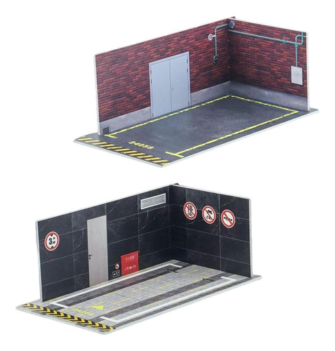 2x 1/24 Modelo De Coche Diorama Estacionamiento Escena Coche