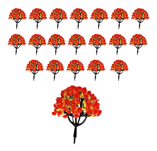 20 Piezas Diy Diseño En Miniatura Árbol Amarillo Rojo