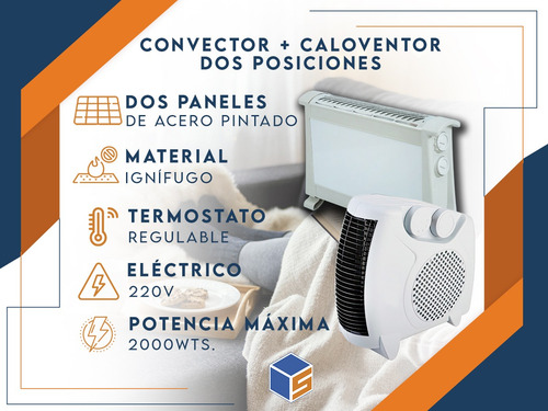 Combo Panel Convector Calefactor Electrico + Caloventor Est