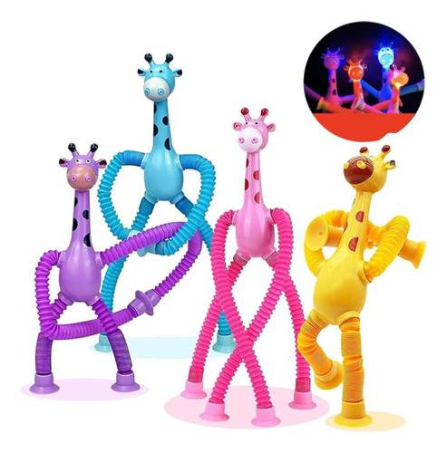 Kit 10 Girafas Estica Tubo Led Gruda Montessori Telescópio