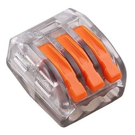 25x Conector Derivação Cristal Jack 3 Vias Tipo Wago 222-413