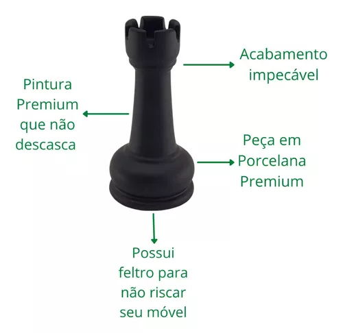 Enfeite Peça de Xadrez em Porcelana Preta Bispo 12cm - Flash