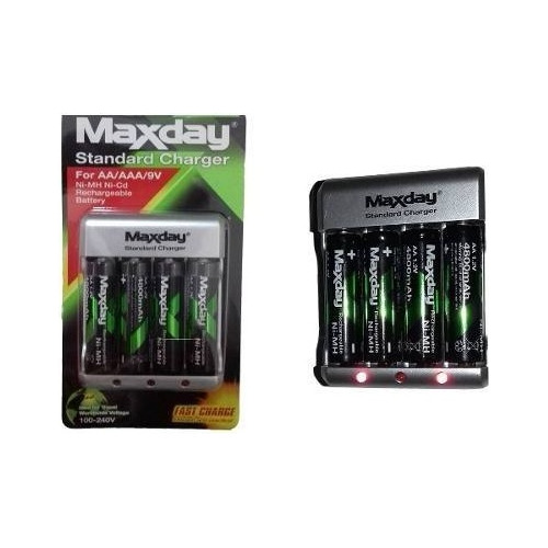 Pilha Recarregável Maxday 4 Aa Carregador Rápido Bivolt