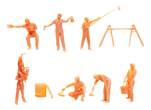 9 Piezas Realistas 1/64 Resina Pintor Figuras Coleccionables