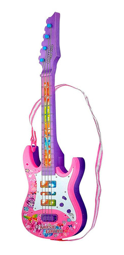 Guitarra Infantil Com Alça Luz E Som Presente Para Meninas