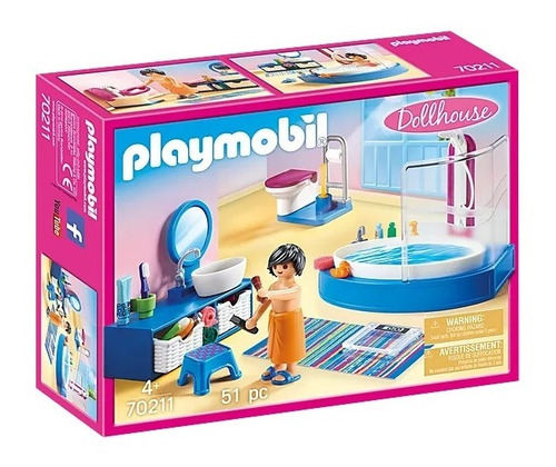 Figura Armable Playmobil Dollhouse Baño 51 Piezas 3