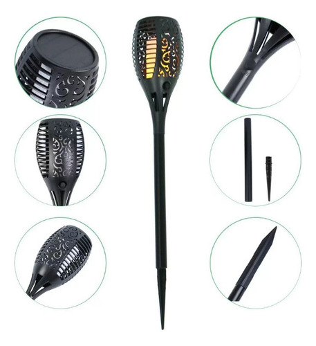 T Lámpara Jardín De Luz Solar Antorcha Impermeable 6pcs/set