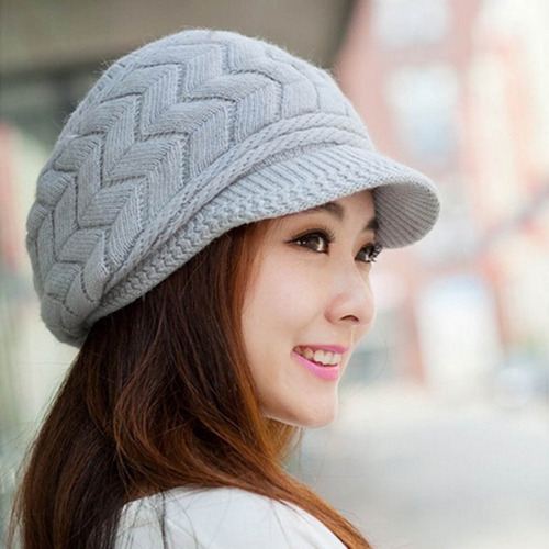 Gorro De Punto Cálido Para Mujer, Esquí De Nieve, Con Visera