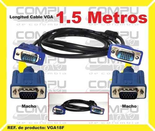 Cable Vga De 1.5 M Doble Filtro Ref Vga18f Computoys Sas