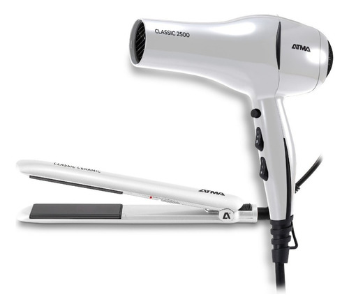 Atma Combo Secador 1800w + Planchita De Pelo Blanco Ck4015p