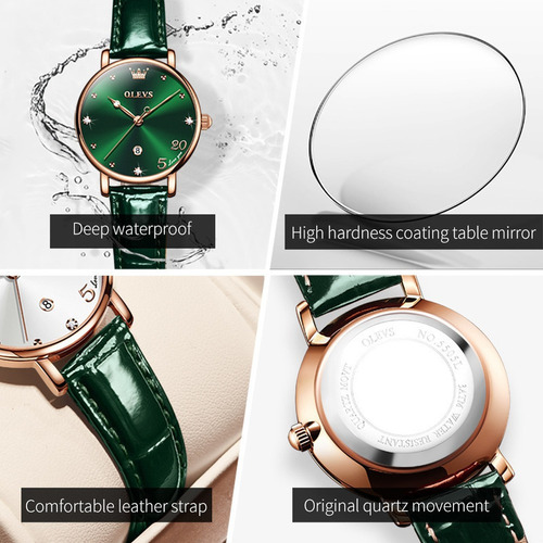 Reloj De Cuarzo Simple Olevs Calendar Diamond