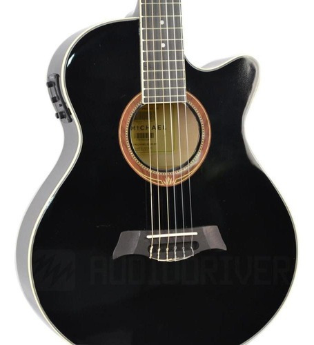 Violão Michael Nylon Elétrico Mini Jumbo Vmy340 Bk Preto