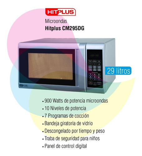 Imagen 2 de 4 de Microondas Grill Hitplus 29lts. Digital Cm295dg Cuotas