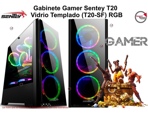 Gabinete Gamer Sentey T20 Vidrio Templado (t20-sf) Rgb