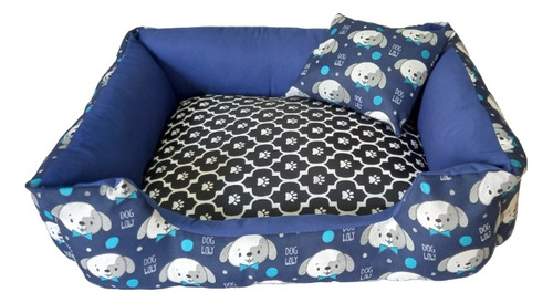 Cama Caminha Pet Para Cachorro E Gato Tamanho P Cor Azul Desenho Estampa