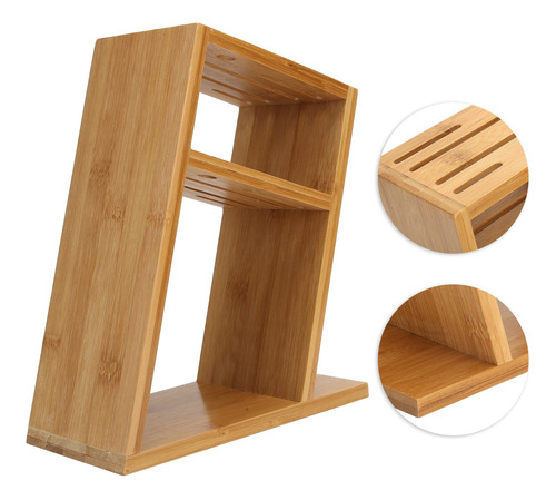 Cuchillero De Cocina Hueco Soporte De Bambú Soporte Inclinad