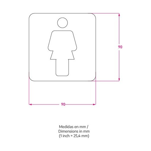 Señal Hombre Mujer 90x90mm Baño Cartel Acero Inoxidable