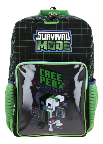 Mochila Grande Chenson Minecraft Creeper X-ray Binit Negro