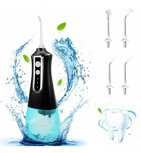 Hilo Dental Agua, Limpiador de dientes, Irrigador Bucal cuidado de implantes IPX6, resistente al agua con 5 puntas intercambiables, hilo bucal modo bricolaje, hilo dental recargable para aparatos orto