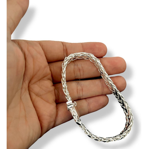 Pulseira Grumet 1x1 Fio Torcido Prata 925 Fecho Gaveta 8mm Prateado 7 Cm 21 Cm