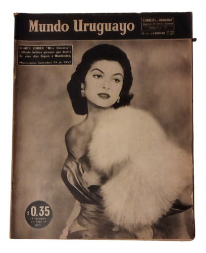 1957 Miss Universo Gladys Zender Peru Tapa De Mundo Uruguayo (Usado)
