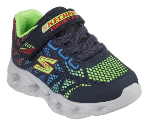 Tenis Skechers S Lights Vortex 2.0 Para Niño Deportivo Azul