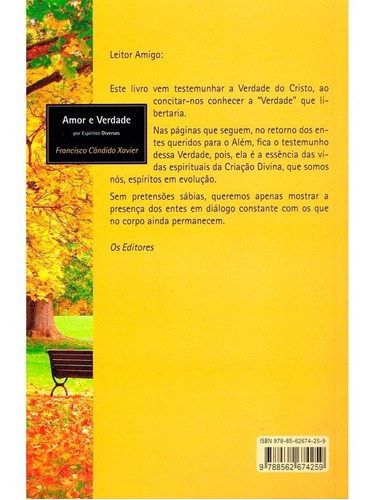 Amor E Verdade, De Médium: Francisco Cândido Xavier / Ditado Por: Espíritos Diversos. Série Não Aplica, Vol. Não Aplica. Editora Ideal, Capa Mole, Edição Não Aplica Em Português, 2002