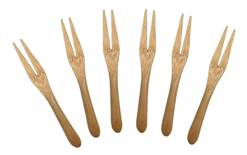 Mini garfos de degustação de bambu 14cm