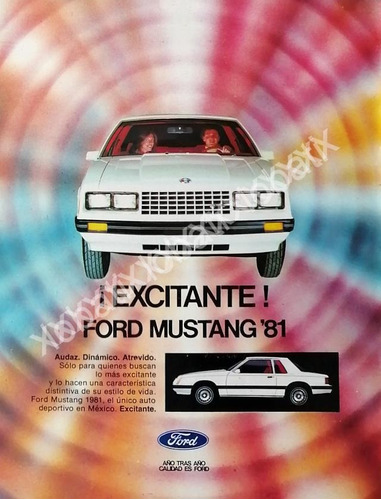 Cartel Retro Autos Ford Mustang 1981 /raro