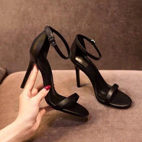Zapatos De Tacón Alto Con Hebilla Negra Para Mujer 9cm7cm