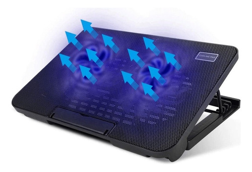Soporte Vertical Notebook Ventilador Base Mesa Plegable Cool Negro Azul
