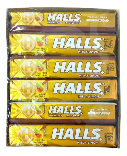 Caramelo Macizo Halls Miel Y Limón