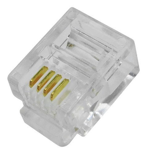Kit C/ 100 Conectores Plug Rj11 6x4 Para Aparelho Telefônico