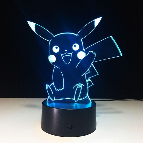 Imagen 4 de 10 de Lámpara Ilusión 3d Pokémon Pikachu