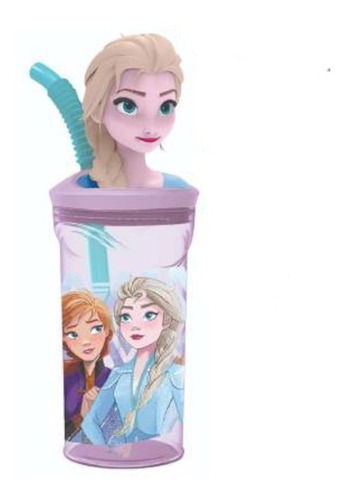 Vaso Frozen Elsa Con Figura En 3d Licencia Original Fa058