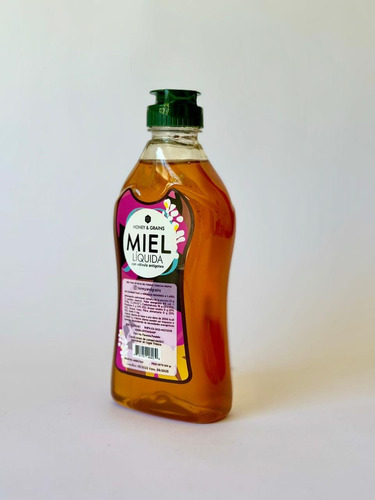 Miel Líquida Botellita Plástico Pet - Honey & Grains X500gr