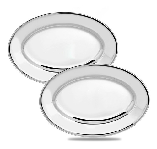 Imagem 4 de 7 de Kit 10 Bandeja Travessa Oval Porção 21cm Petisco Aço Inox