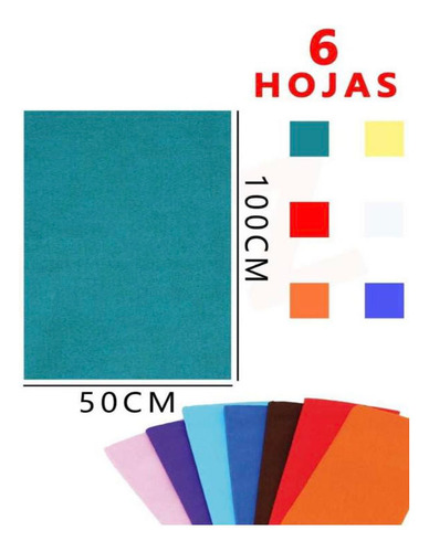 Carpeta Papel Crepe 6 Pliegos 6 Colores