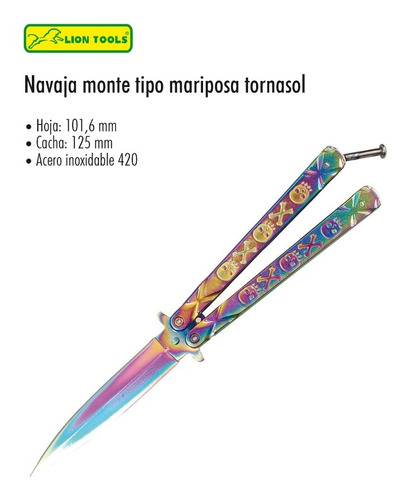 Imagen 1 de 1 de Navaja Monte Tornasol Tipo Mariposa Lion Tools 9575