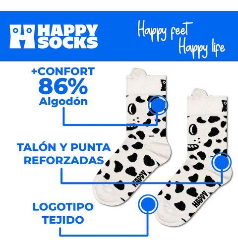 Calcetines Originales Niño Gato Dálmata Happy Socks 2 Pares Multicolor Estampado 2-3 Años